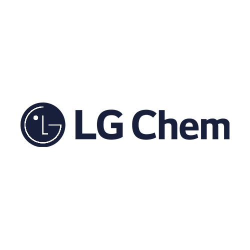 The LG Chem logo, featuring a stylized circular icon with the letters "L" and "G" inside, next to the text "LG Chem" in bold, dark blue letters on a light gray background.