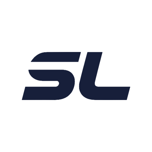 Dark blue stylized letters "SL" on a light gray background, with the "S" and "L" designed in a bold, modern font.