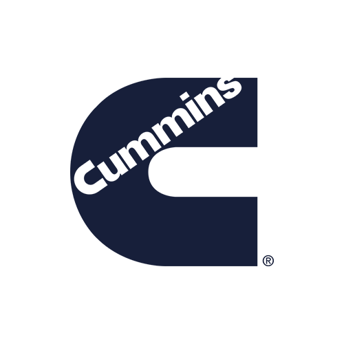 The Cummins logo, featuring a large, bold, dark blue letter "C" with the word "Cummins" written diagonally in white inside the letter on a light background.