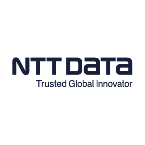 NTT DATA logo with the tagline "Trusted Global Innovator" displayed below the company name on a light background.