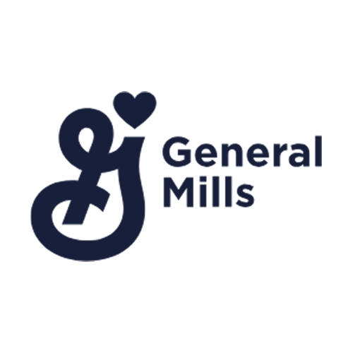 The General Mills logo featuring a stylized "G" with a heart on top, alongside the words "General Mills" in bold, dark blue text on a light background.