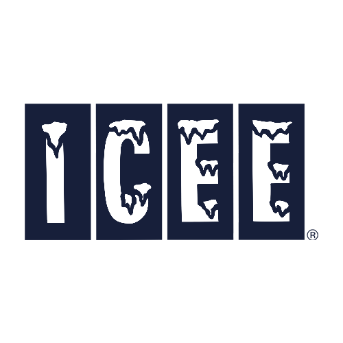 The ICEE logo with bold white letters spelling "ICEE" on a dark blue background, each letter topped with stylized ice or frost.