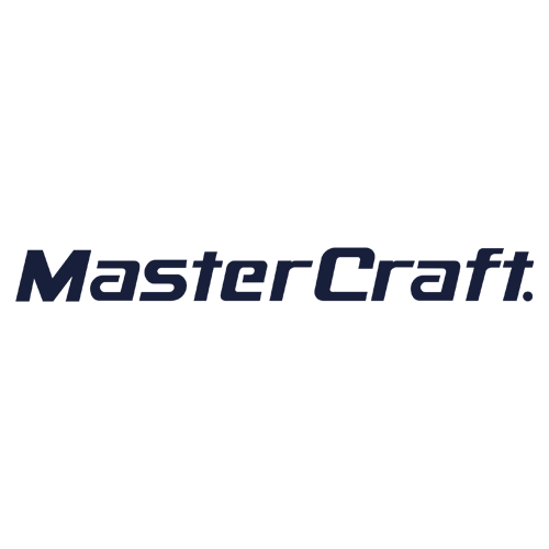The image displays the word "MasterCraft." in bold, dark blue, italicized letters on a plain white background.