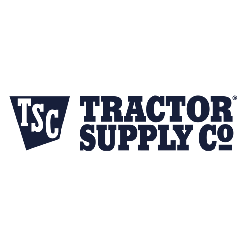 The Tractor Supply Co. logo featuring a navy blue "TSC" inside a slanted triangle on the left and bold navy text "TRACTOR SUPPLY CO." on the right, all on a white background.