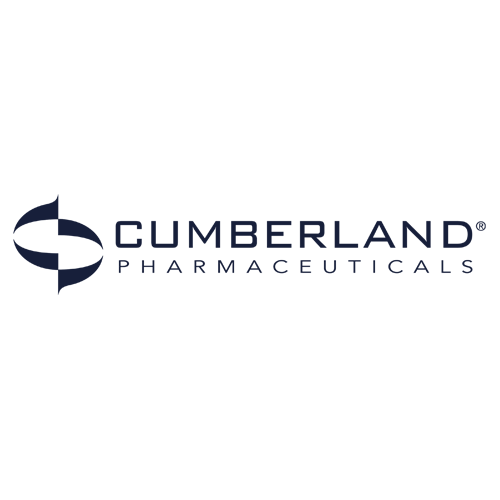 Logo for Cumberland Pharmaceuticals featuring a stylized "C" design to the left of the company name in bold, uppercase letters, with "Pharmaceuticals" written below in smaller font.