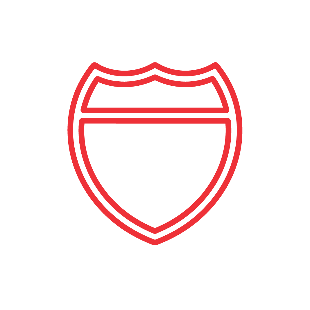 A simple red outline of a highway shield sign with a horizontal line near the top, on a light gray background.