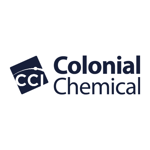 Colonial Chemical logo featuring a tilted square with the letters "CCI" and a curved line, next to the company name "Colonial Chemical" in bold, dark blue text on a light background.