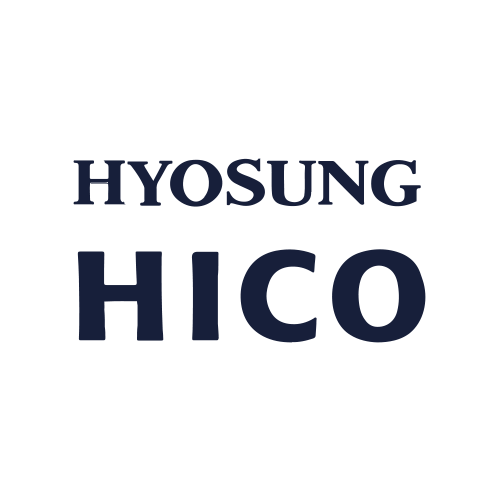 The image features the text "HYOSUNG HICO" in bold, dark blue capital letters on a light gray background, with "HYOSUNG" above "HICO.