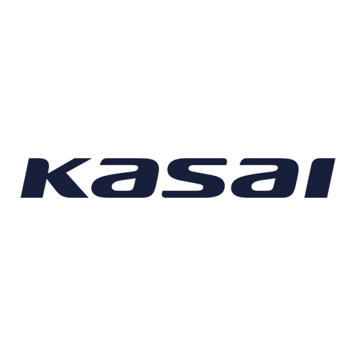The image shows the word "kasai" in bold, lowercase, dark blue letters on a light gray background.