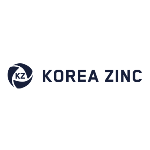 The logo for Korea Zinc features a dark blue circular emblem with the letters "KZ" inside, next to the words "KOREA ZINC" in bold, uppercase dark blue text on a white background.