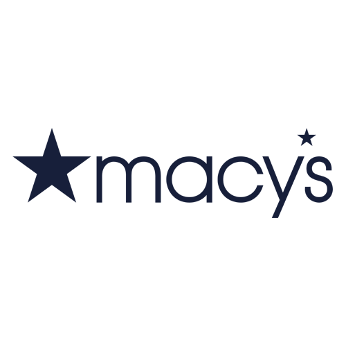 Macy's logo featuring the word "macy's" in lowercase black letters, with a large black star to the left and a smaller black star above the letter "y" on a light background.