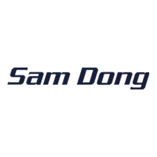 The image displays the text "Sam Dong" in bold, italicized, dark blue font on a white background.
